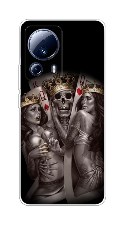 

Чехол на Xiaomi 13 Lite "Карты король и королевы", Серый;желтый, 318150-6
