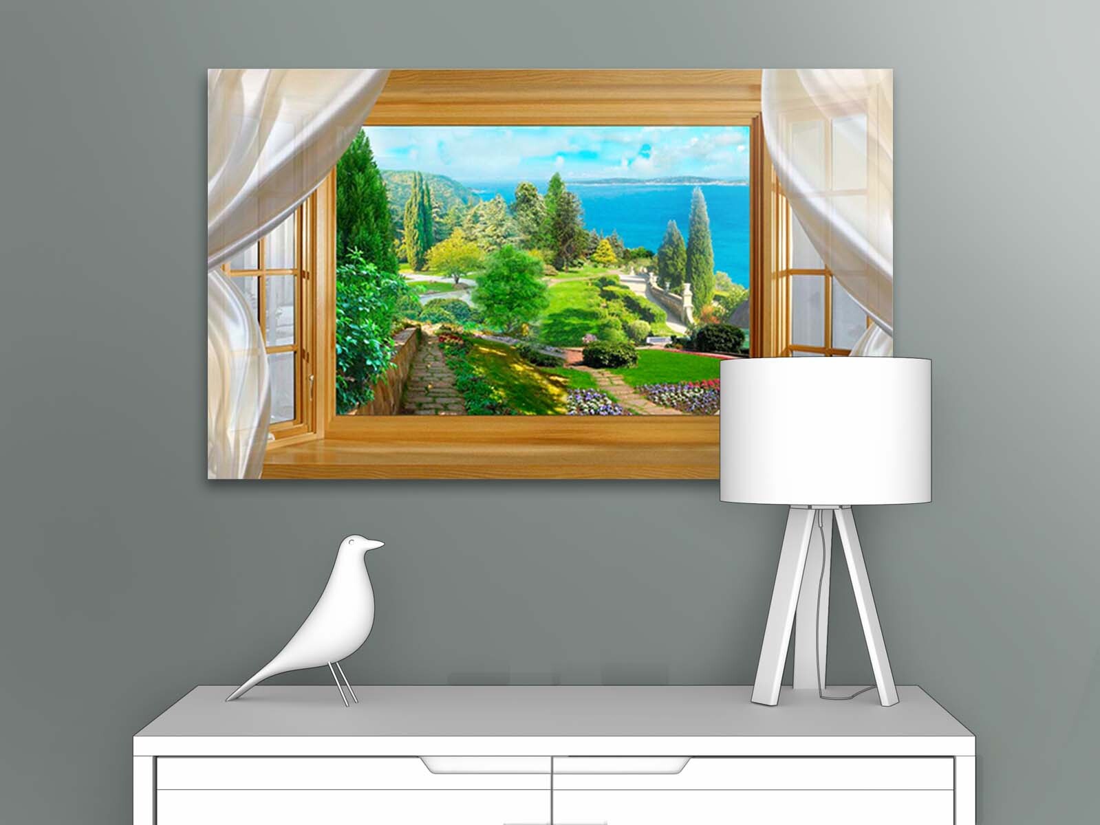 

Картина на стену для интерьера ПЕРВОЕ АТЕЛЬЕ "Вид из окна на зеленый парк" 35х21 см, Вид из окна на зеленый парк