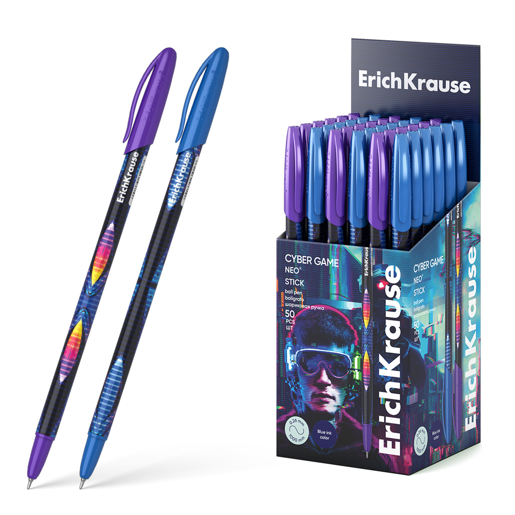 

Ручка шариковая ErichKrause Neo Stick Cyber Game 61016 0,7 цвет синий 50 штук