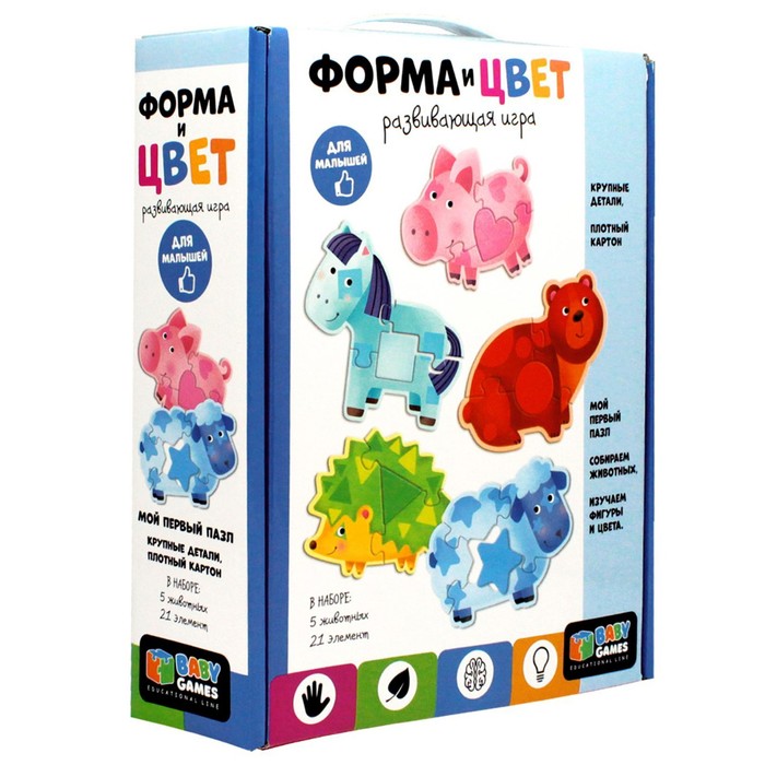 

Развивающий набор Пазл 21 элемент «Форма и цвет. Лошадка и друзья», Baby Games