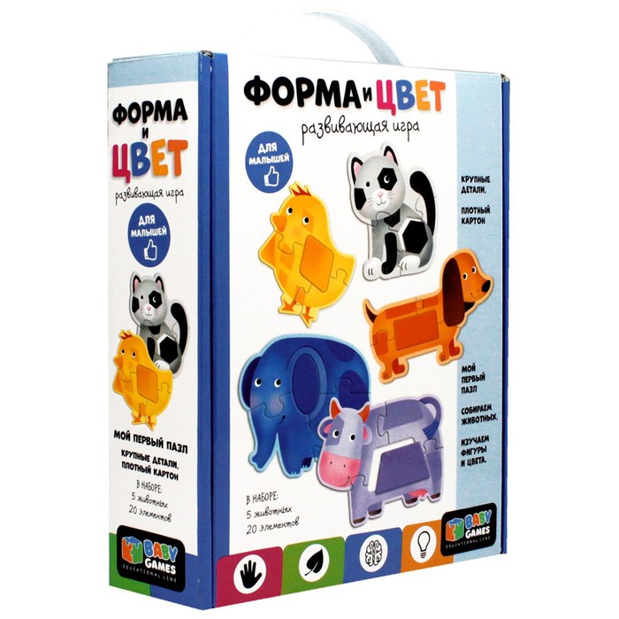 

Развивающий набор Пазл 20 элемент «Форма и цвет. Слон и друзья», Baby Games