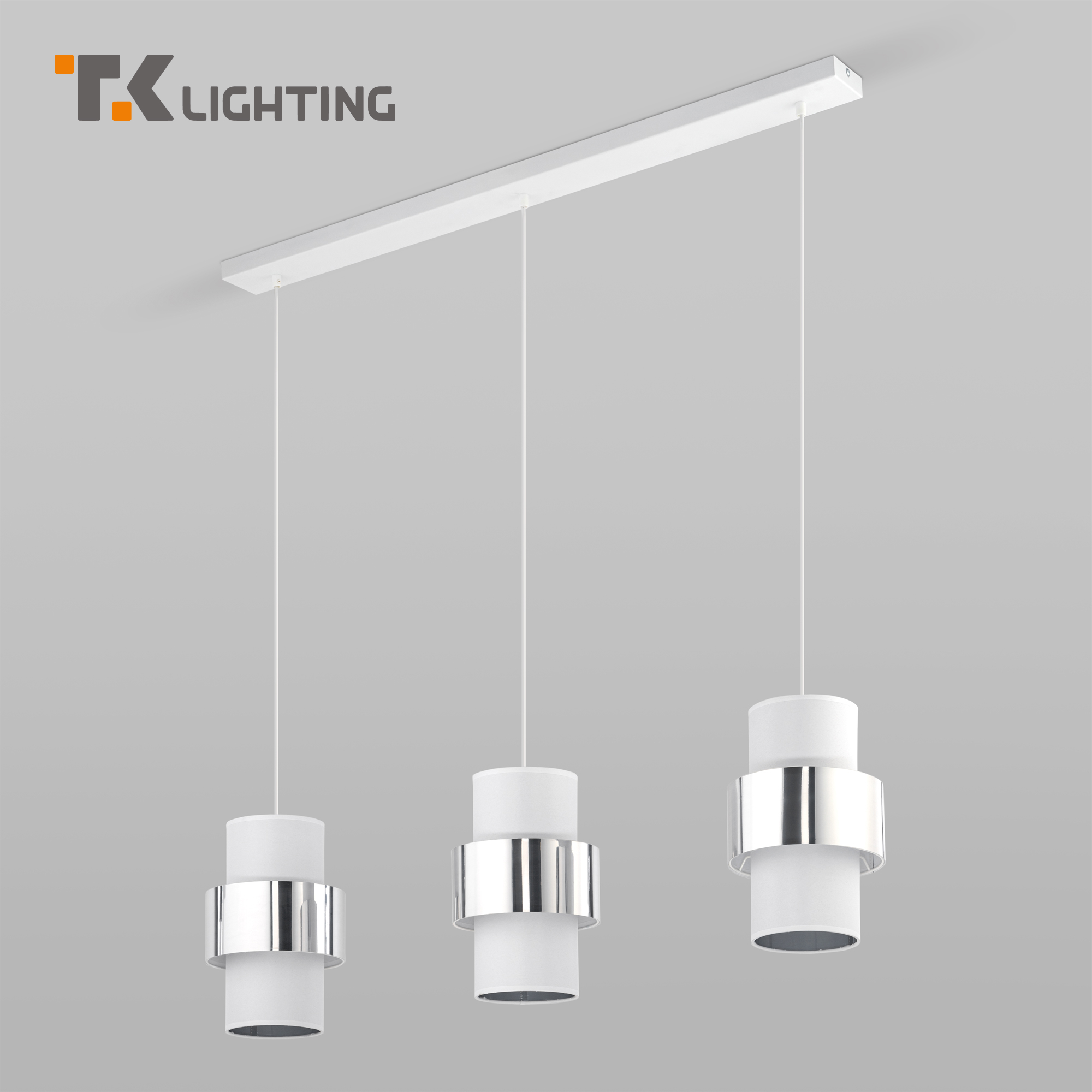

Подвесной светильник с 3 плафонами TK Lighting 850 Calisto белый /хромом Е27