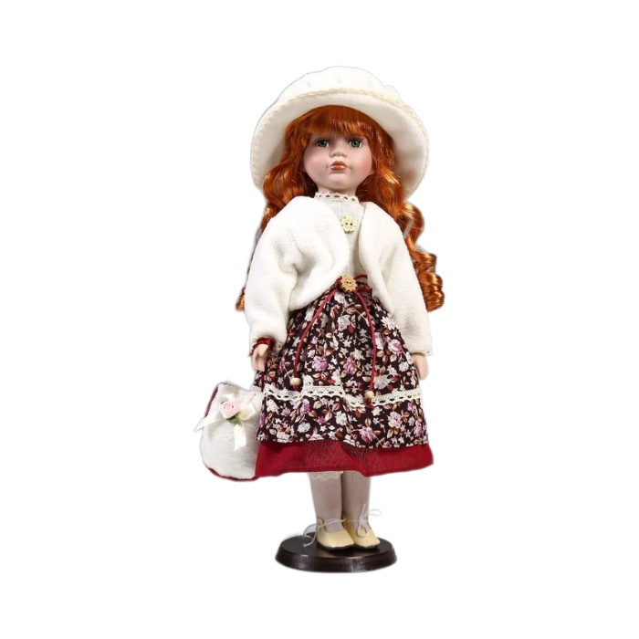 Кукла коллекционная КНР керамика, Наташа в платье в цветочек и белом пиджаке 40 см кукла коллекционная кнр керамика наташа в нежно голубом платье в шляпке 30 см