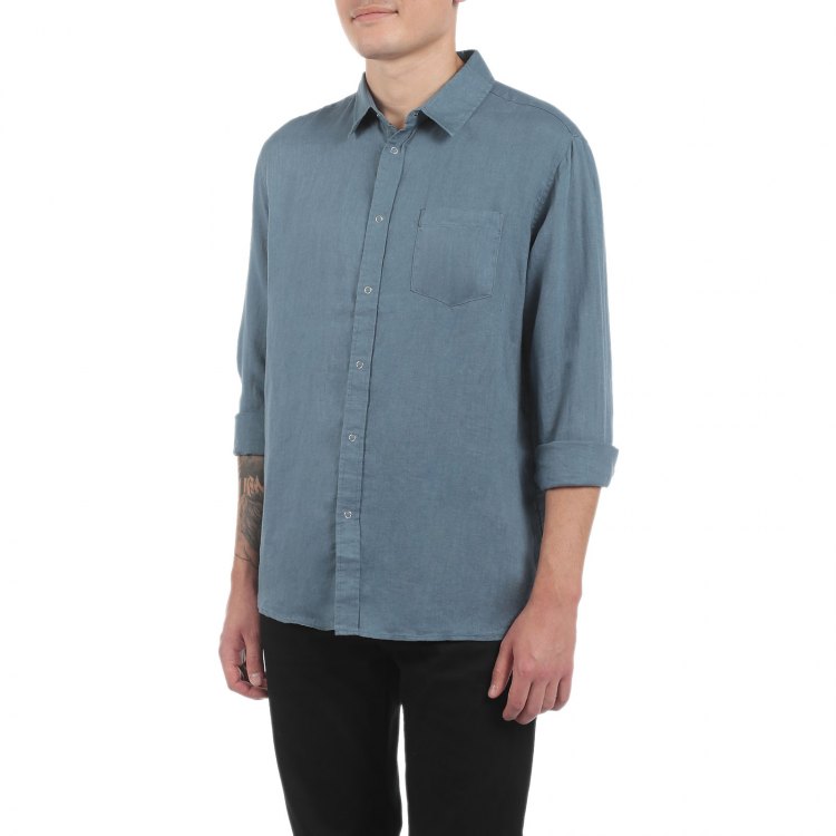 

Рубашка мужская Maison David SHIRT голубая L, Голубой, SHIRT