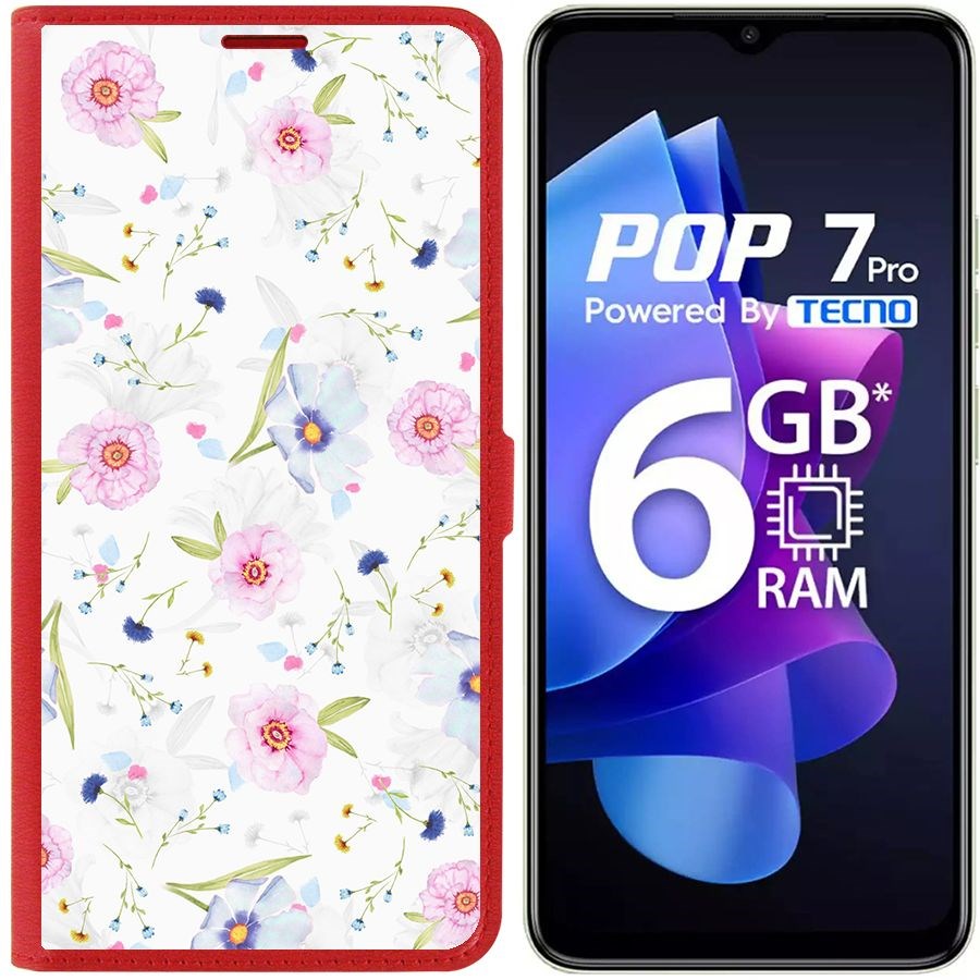 

Чехол-книжка Eco Book для Tecno Pop 7 Pro Цветочный паттерн 3