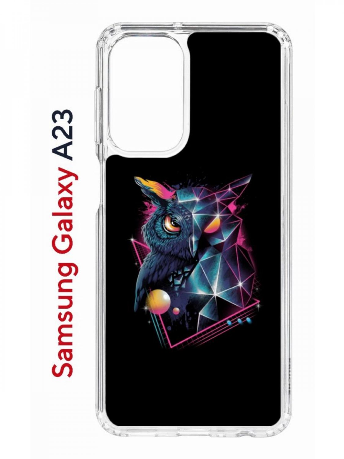 Чехол на Samsung A23 Kruche Print Retro Owl, противоударный бампер, с защитой камеры