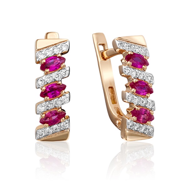 

Серьги из красного золота с рубином, бриллиантом PLATINA jewelry 02-0347-00-107-1110-30, 02-0347-00-107-1110-30