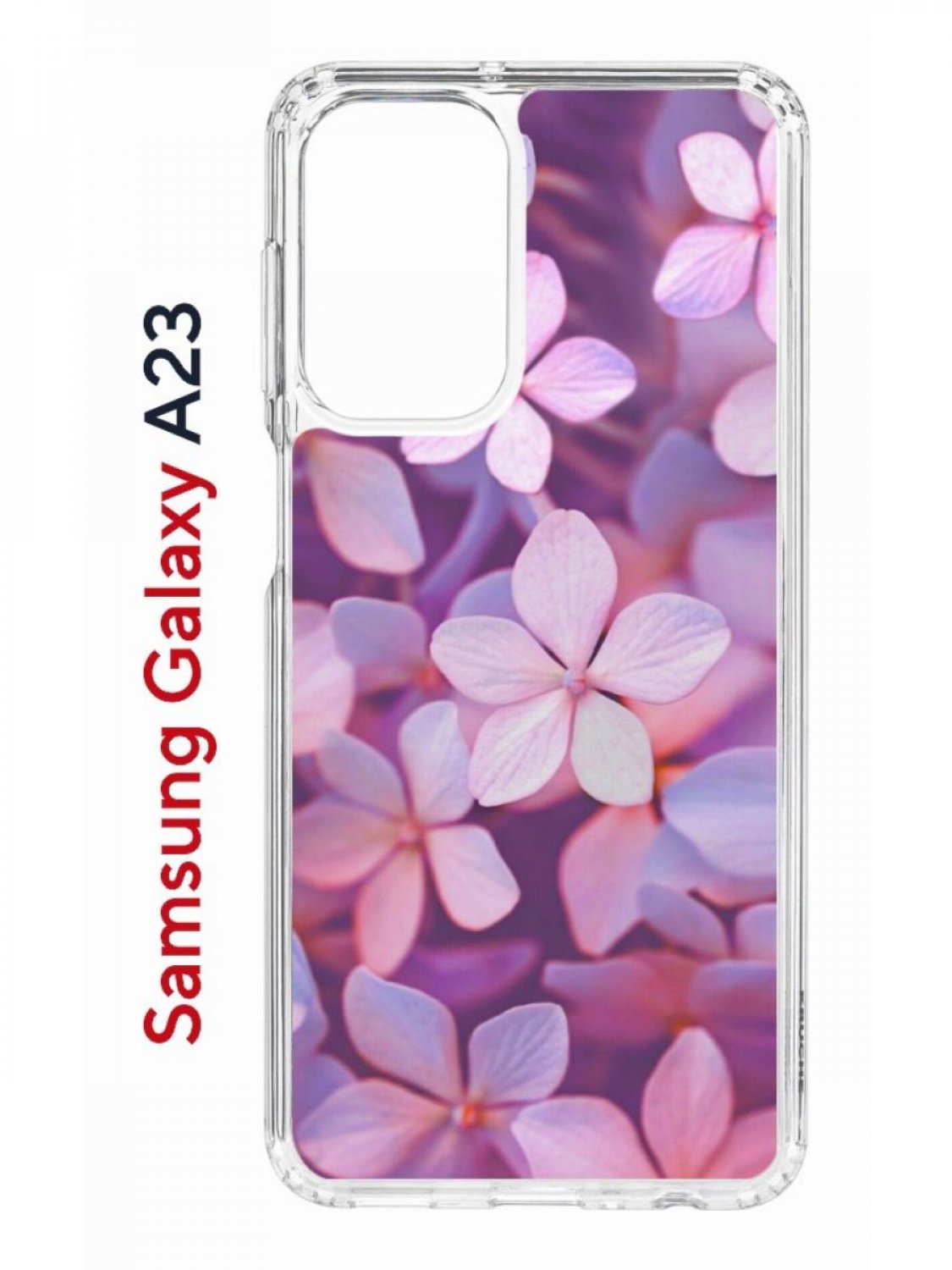 Чехол на Samsung A23 Kruche Print Гортензия, противоударный бампер, с защитой камеры