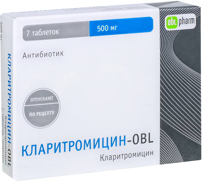 Купить Кларитромицин-OBL таблетки 500 мг 7 шт., Оболенское ФП