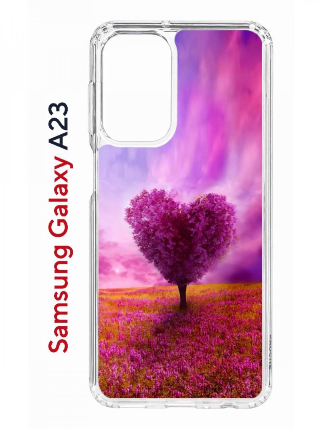 фото Чехол на samsung a23 kruche print pink heart, противоударный бампер, с защитой камеры кruче