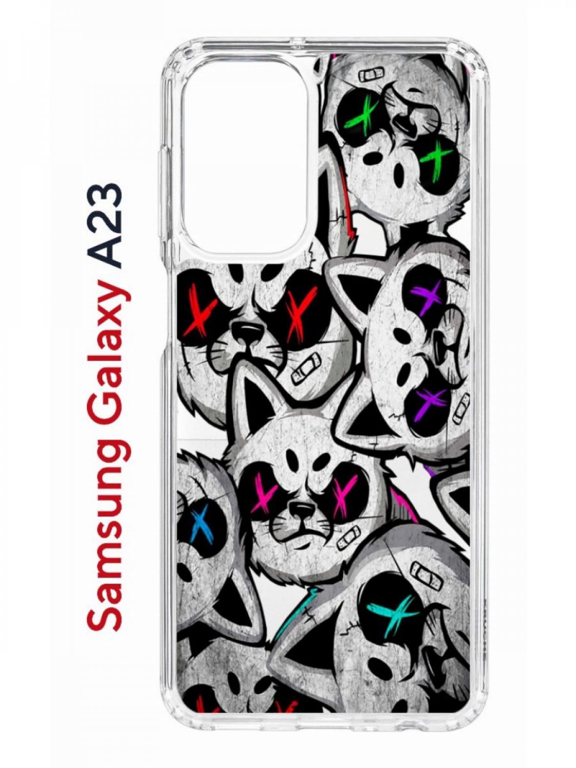 Чехол на Samsung A23 Kruche Print Angry Cats, противоударный бампер, с защитой камеры