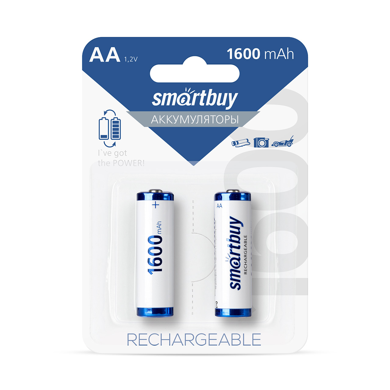 Аккумуляторные батарейки SmartBuy AA 1600mAh 2шт. в блистере
