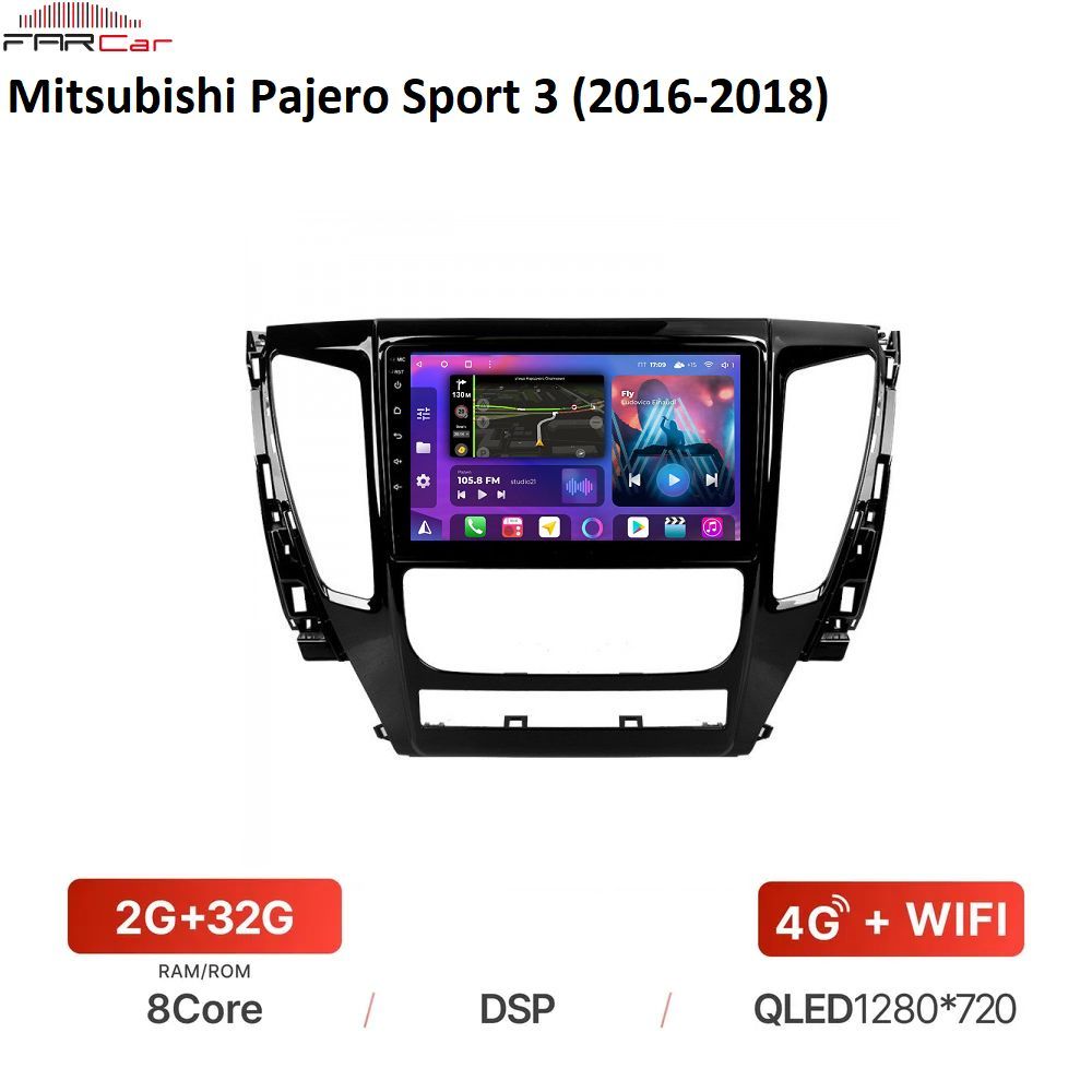 Штатная магнитола FarCar для Mitsubishi Pajero Sport 3 (2016-2018) на Android 12