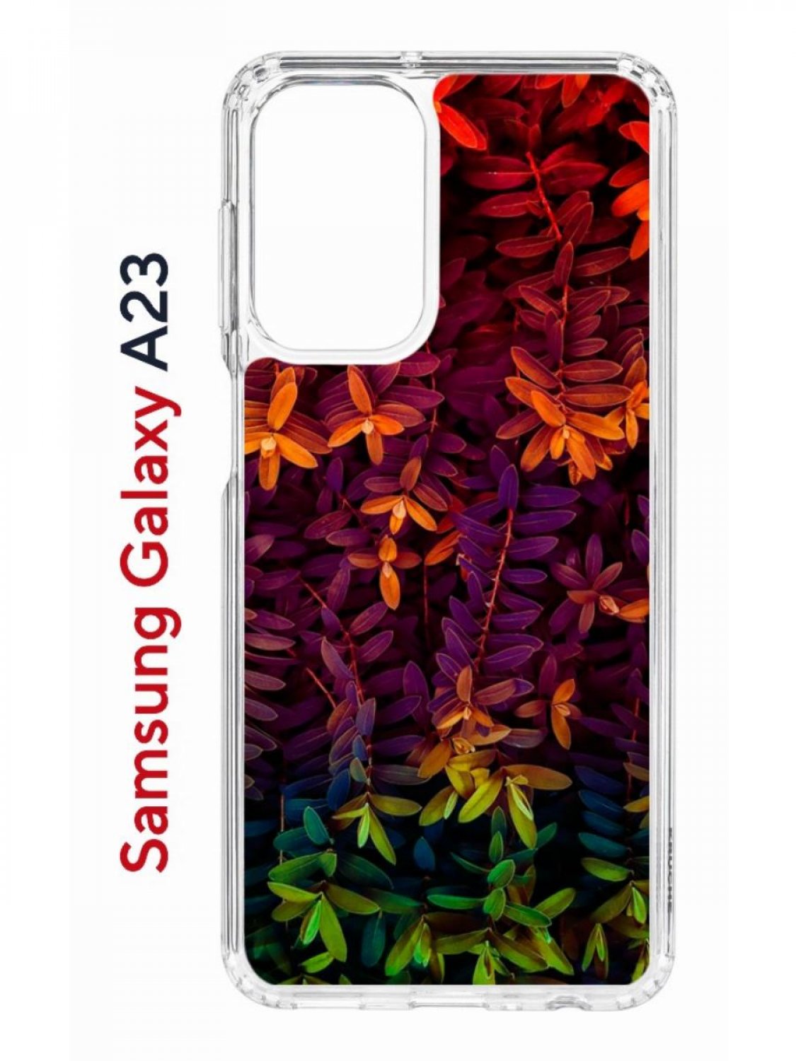 фото Чехол на samsung a23 kruche print neon leaves, противоударный бампер, с защитой камеры кruче