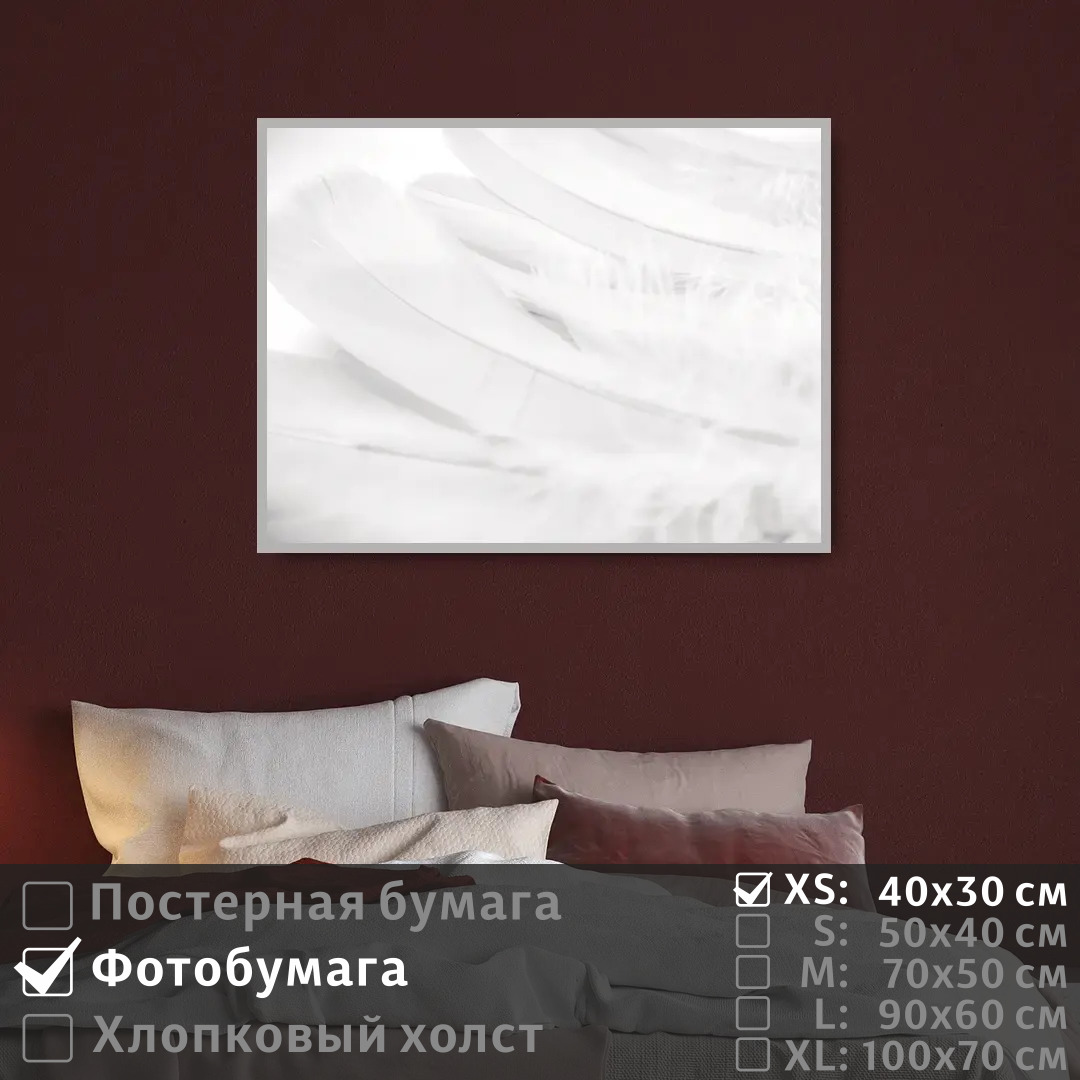 

Постер на фотобумаге ПолиЦентр Перо в белых тонах 40х30 см, ПероВБелыхТонах