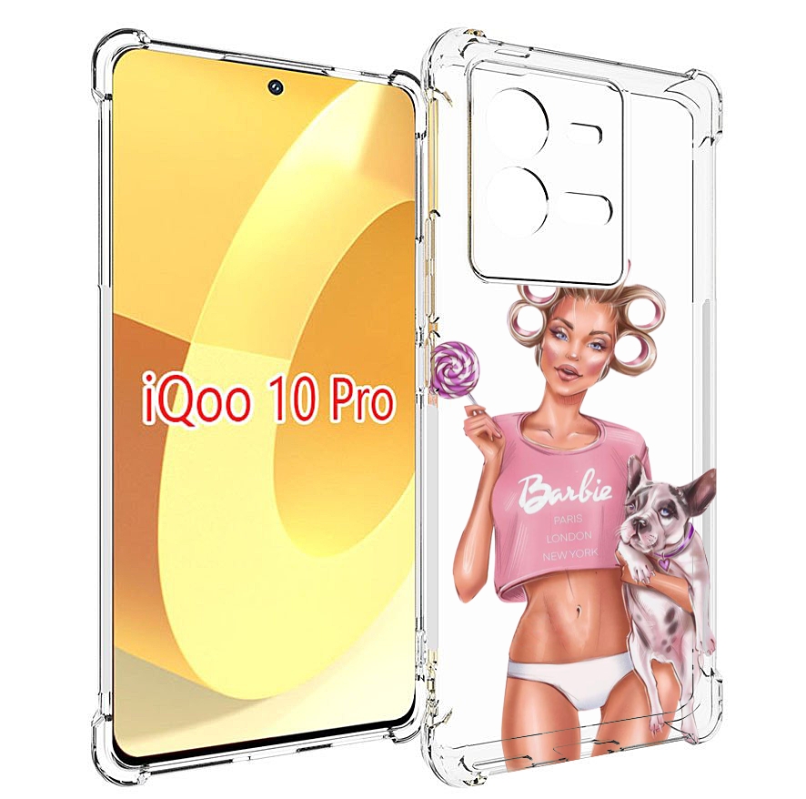 

Чехол MyPads Барби-с-собачкой женский для Vivo iQOO 10 Pro, Прозрачный, Tocco