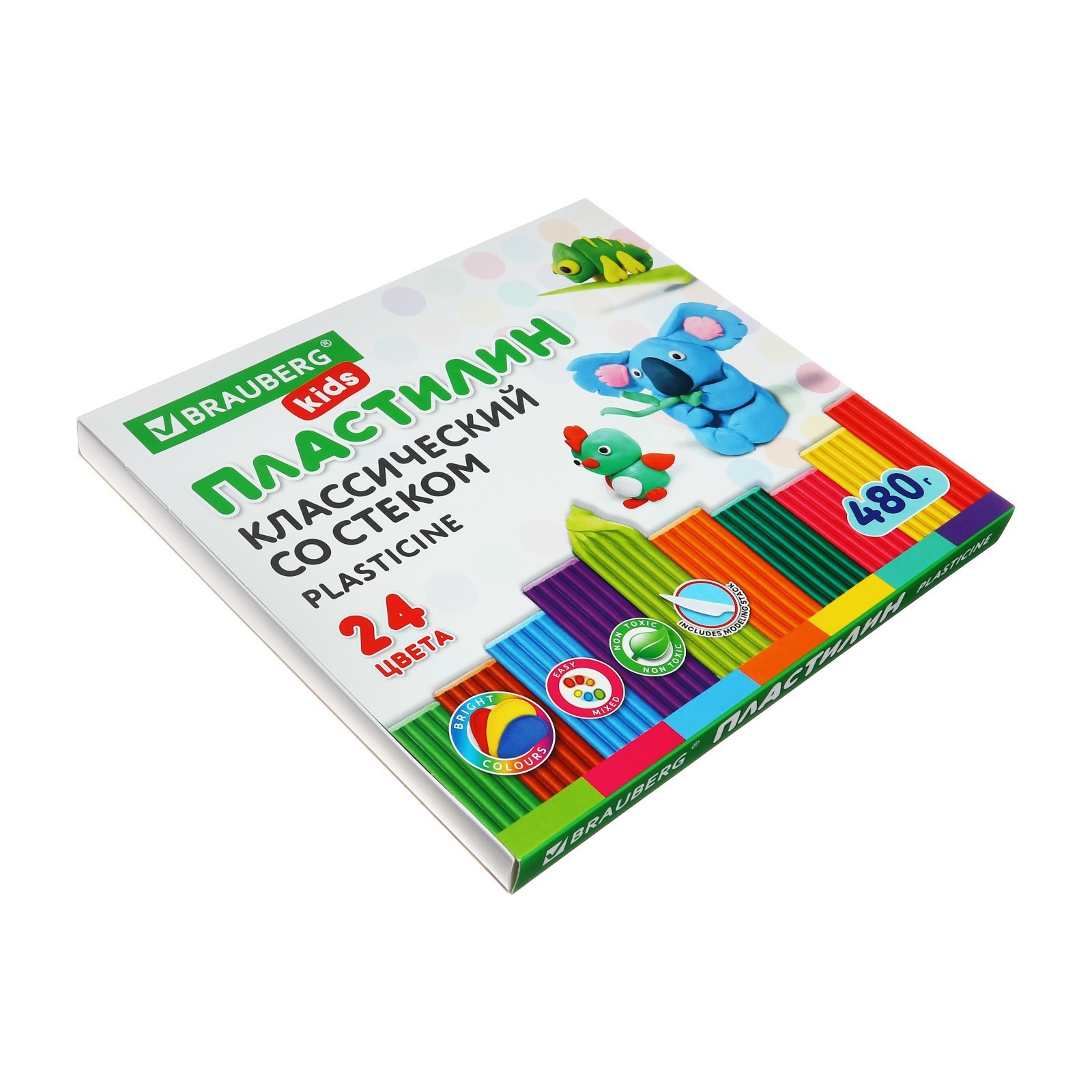 

Пластилин 24цв 480г BRAUBERG KIDS, со стеком.ВЫСШЕЕ КАЧЕСТВО, Разноцветный