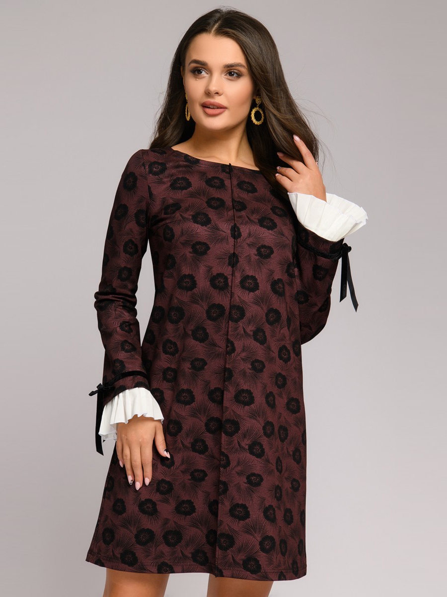 

Платье женское 1001dress DM01092 бордовое 42, DM01092