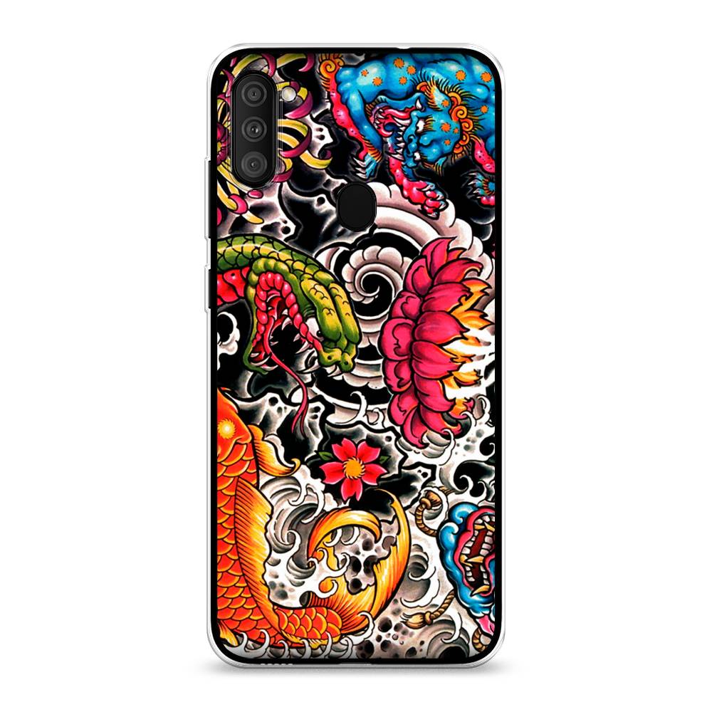 

Чехол на Samsung Galaxy A11 "Японское искусство", Красный;оранжевый;голубой, 2100150-4