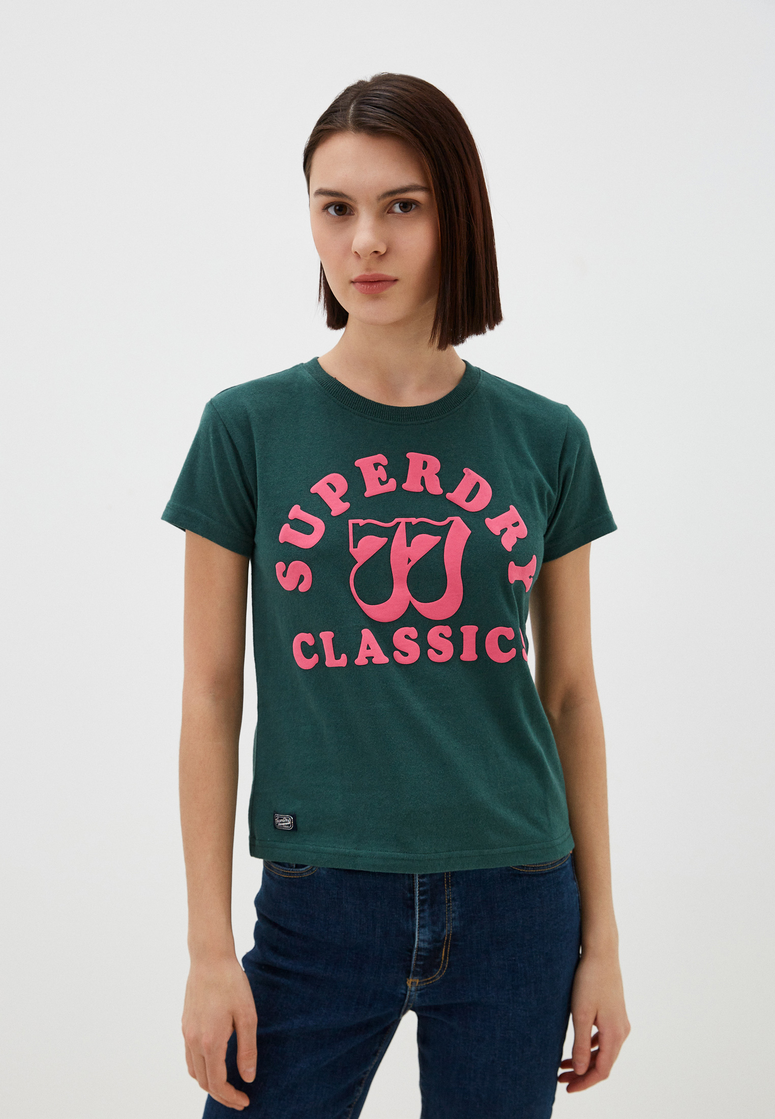 

Футболка женская Superdry W1011236A зеленая 8 UK, Зеленый, W1011236A