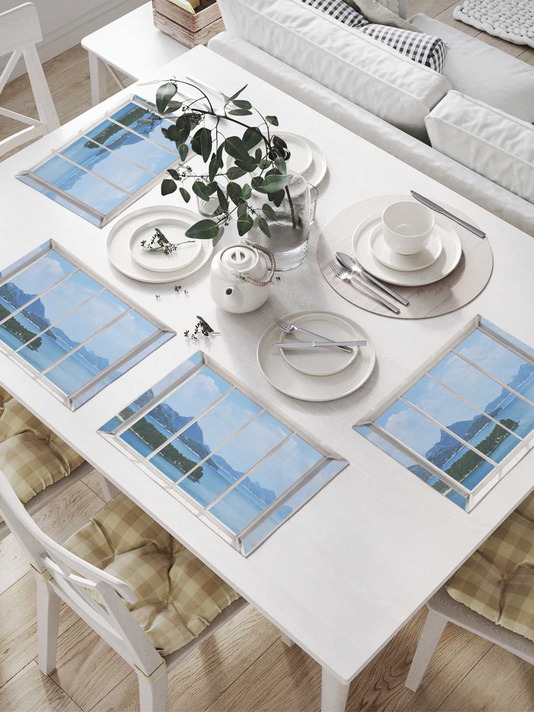 

Комплект салфеток JoyArty "Стеклянная веранда" для сервировки стола 32х46 см, 4 шт.