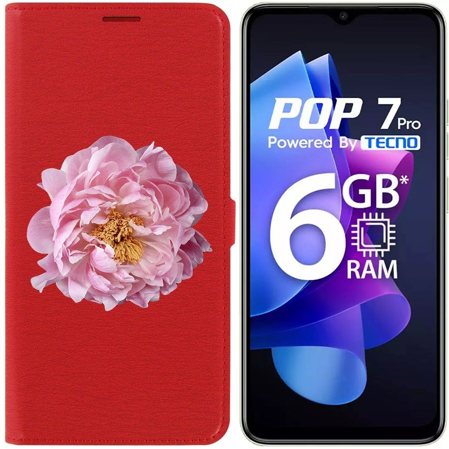 Чехол-книжка Eco Book для Tecno Pop 7 Pro Розовый пион