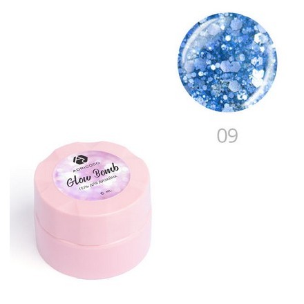 

Гель для дизайна ногтей ADRICOCO Glow Bomb №09 "Зимнее небо" (6 мл.), Синий