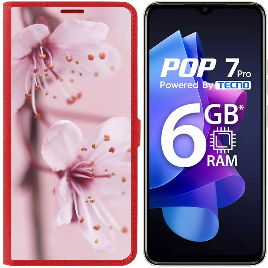 

Чехол-книжка Eco Book для Tecno Pop 7 Pro Весна, Красный