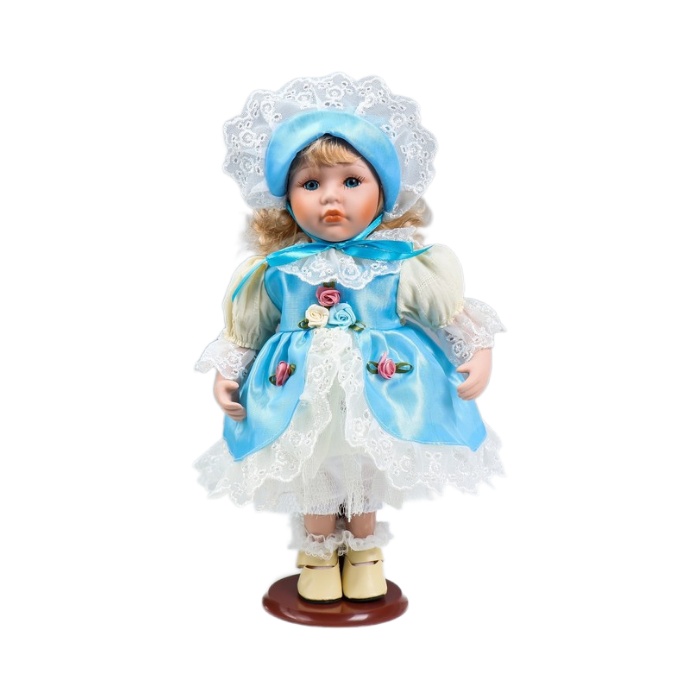 фото Кукла коллекционная кнр керамика, алиса в голубом платьице и чепчике 30 см