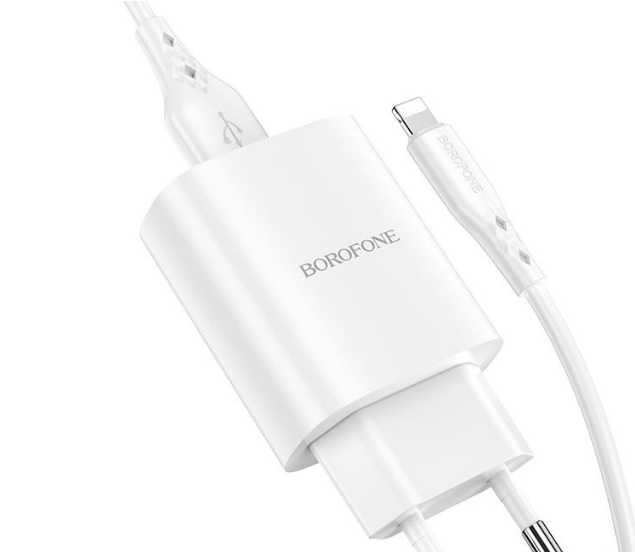 

Сетевое зарядное устройство Borofone BN1 lightning 1xUSB 2.1 А белый, BN1