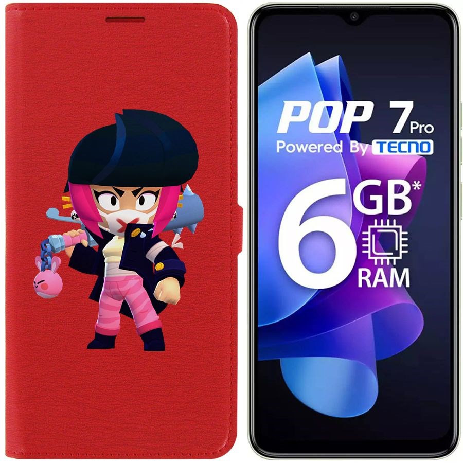 

Чехол-книжка Eco Book для Tecno Pop 7 Pro Brawl Stars-Ужасная Биби