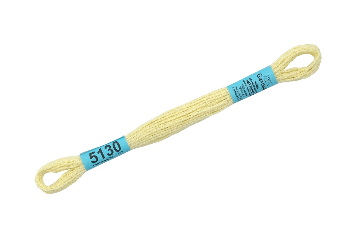 

Нитки Gamma мулине, 100% хлопок, 24х8 м, №5130, бледно-желтые "MOULINE", Желтый