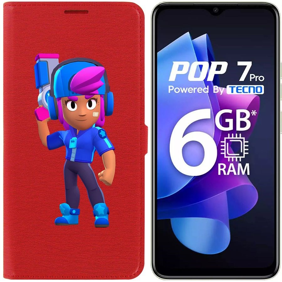 

Чехол-книжка Eco Book для Tecno Pop 7 Pro Brawl Stars-Звёздная Шелли