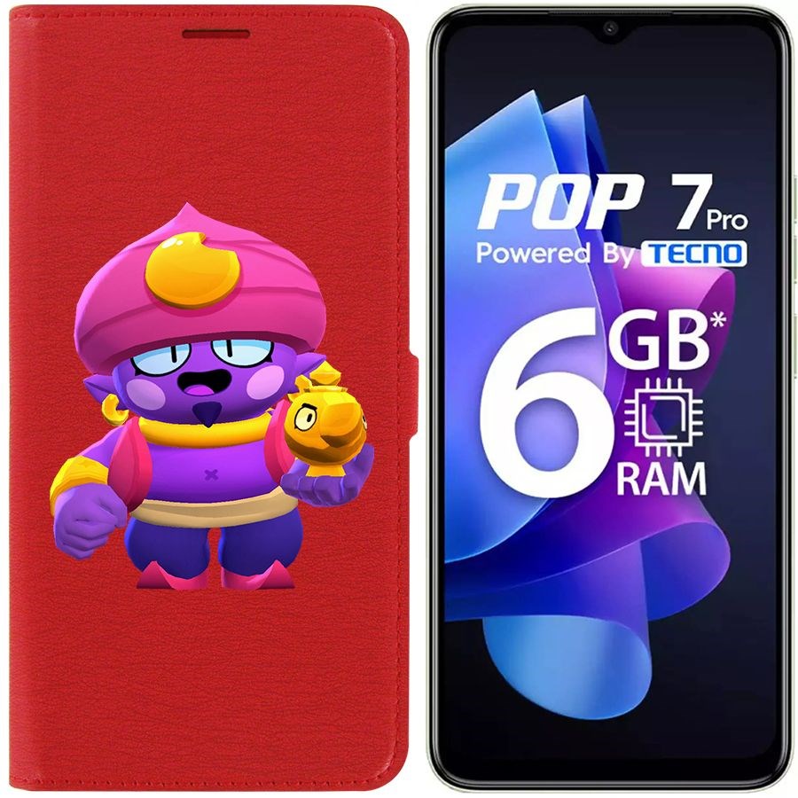 

Чехол-книжка Eco Book для Tecno Pop 7 Pro Brawl Stars-Джин