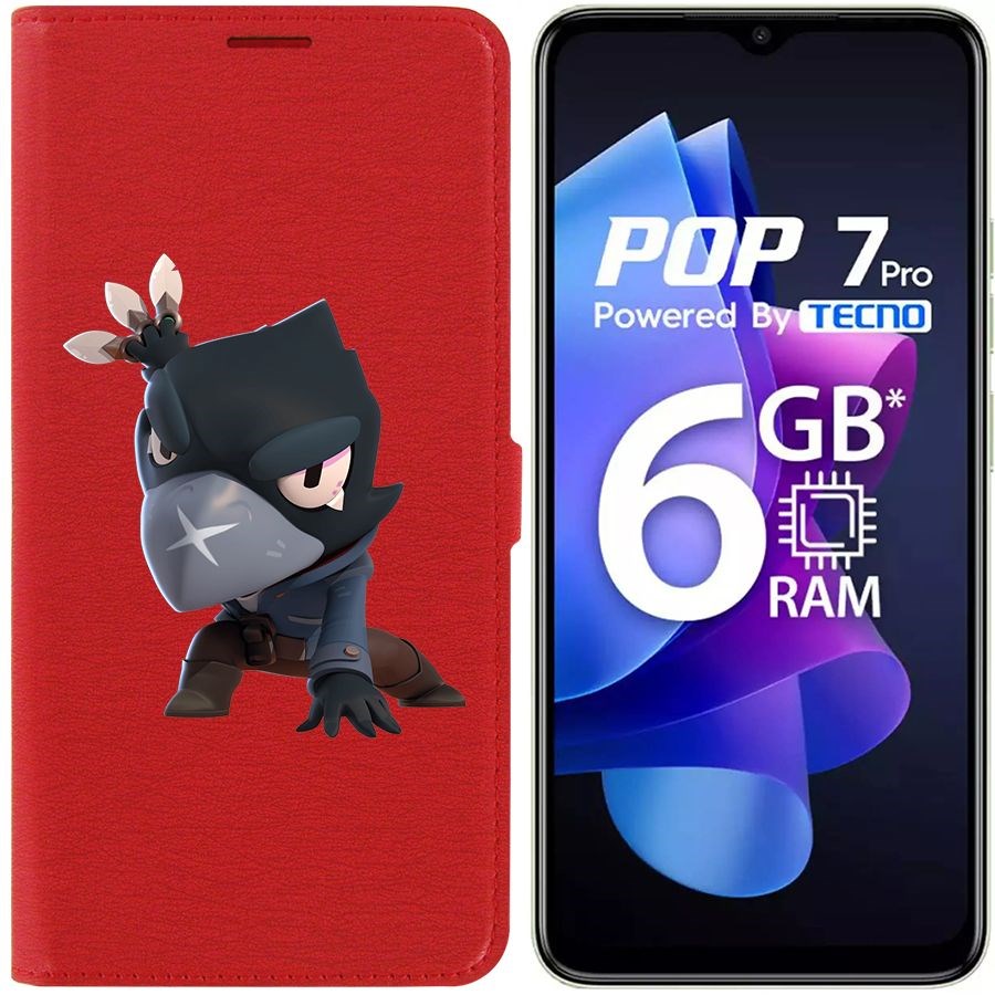 

Чехол-книжка Eco Book для Tecno Pop 7 Pro Brawl Stars-Ворон