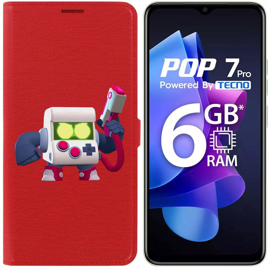 

Чехол-книжка Eco Book для Tecno Pop 7 Pro Brawl Stars-8-Бит классический