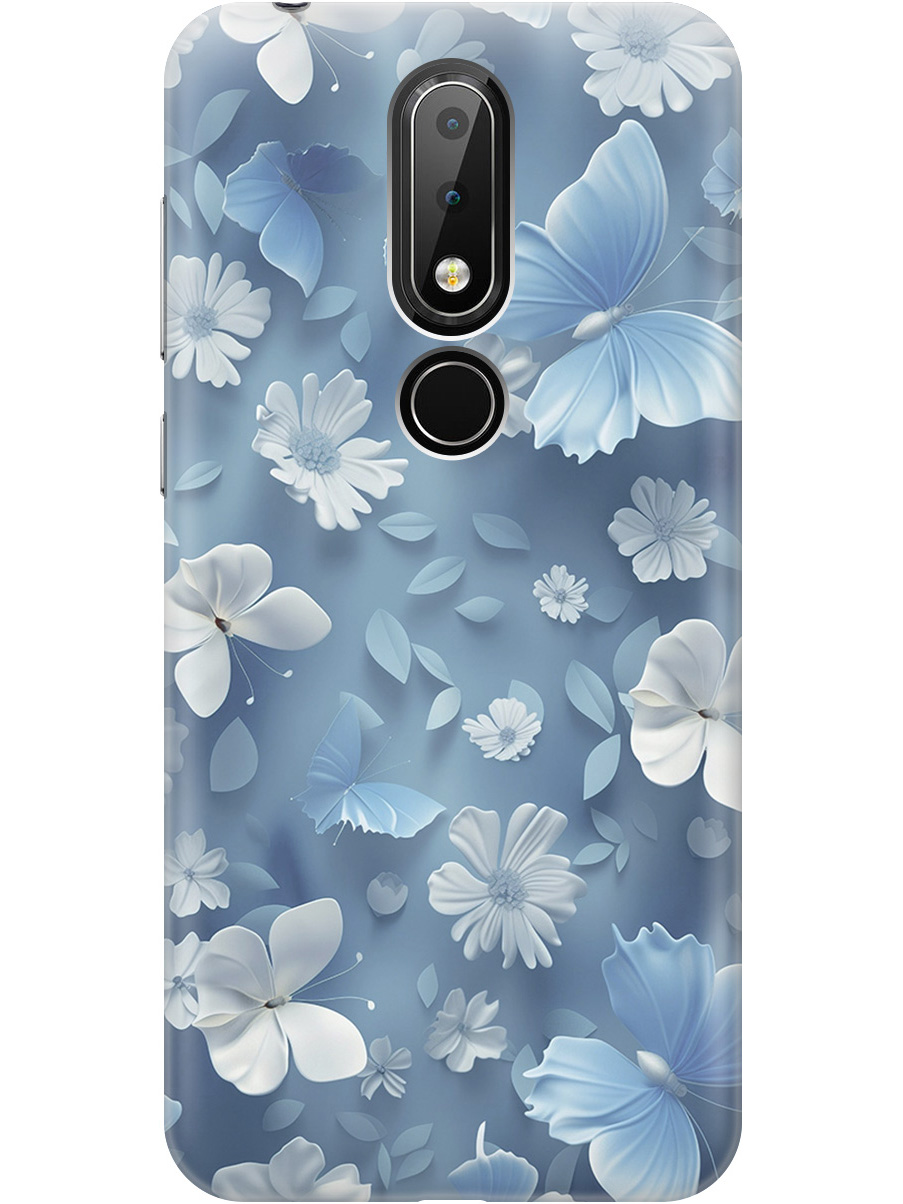 

Силиконовый чехол на Nokia 6.1 Plus/X6 (2018) с принтом "Голубые бабочки", 719750210