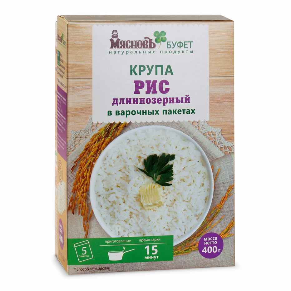 

Рис МясновЪ БУФЕТ длиннозерный в пакетах 400 г