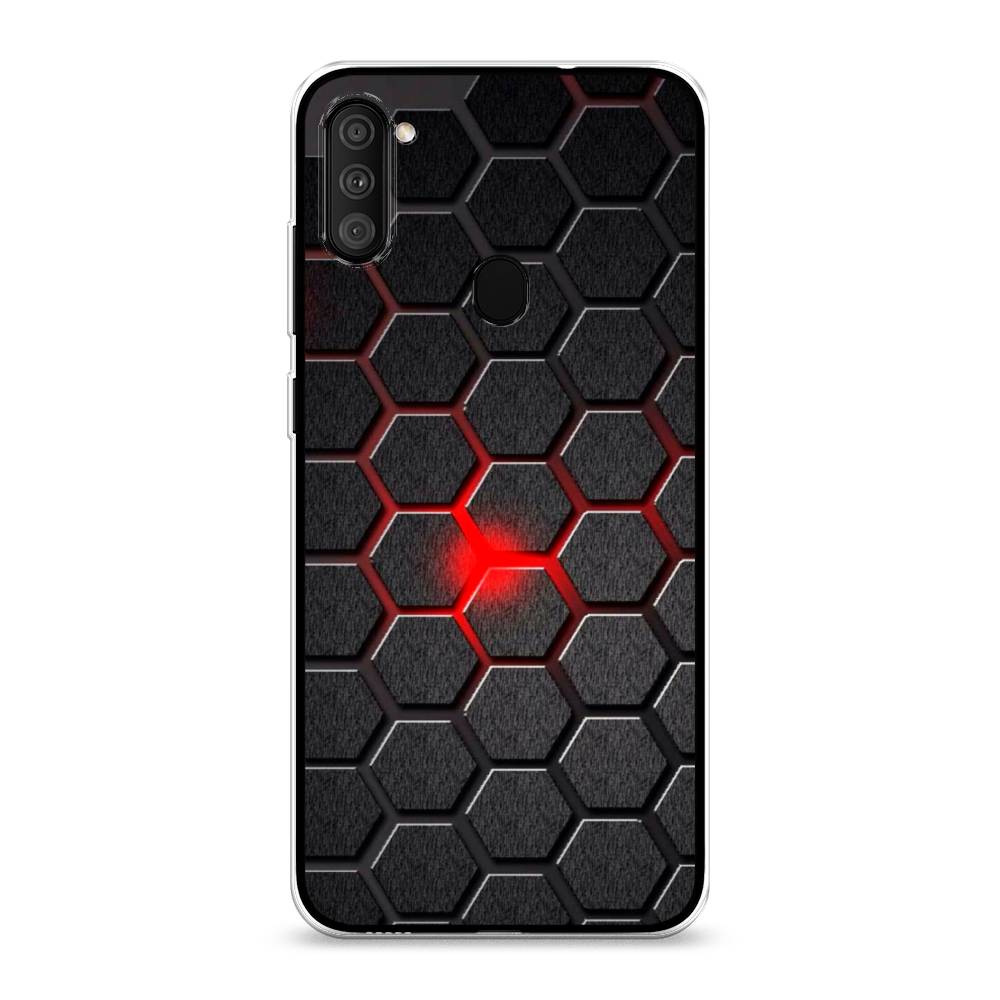

Чехол на Samsung Galaxy A11 "Соты красные", Красный;черный;серый, 2100150-3