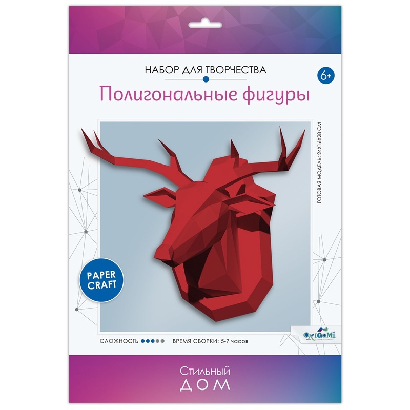 фото Origami полигональные фигуры, олень, картонная коробка