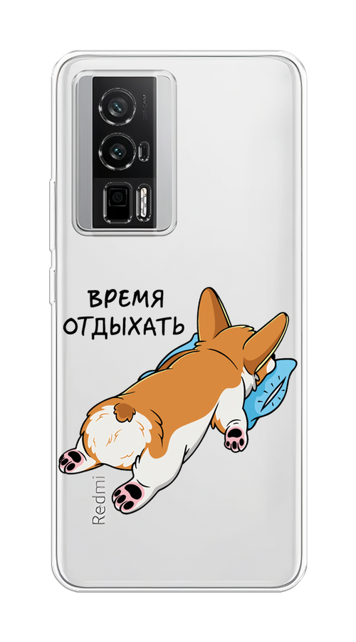 

Чехол на Redmi K60 "Корги отдыхает", Черный;коричневый;голубой, 317450-1
