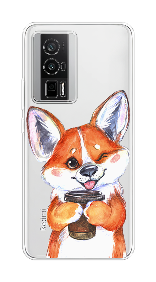 

Чехол на Redmi K60 "Корги с кофе", Оранжевый;белый, 317450-4