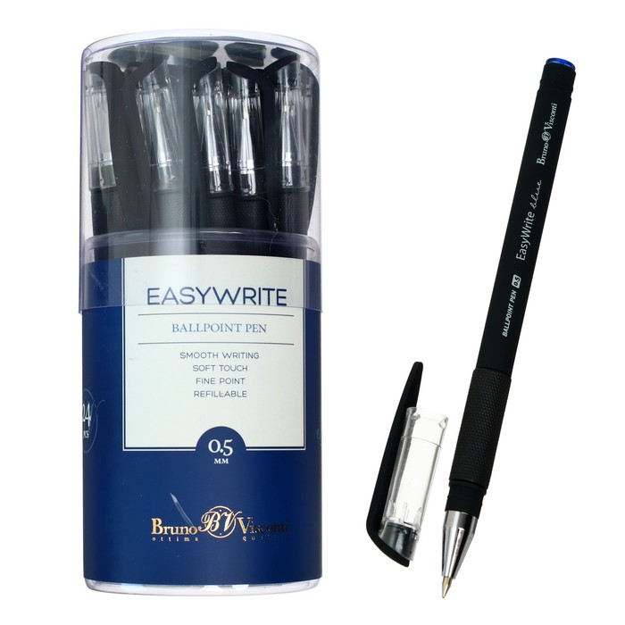 

Ручка шариковая EasyWrite Black, узел 0.5 мм, синие чернила, матовый корпус Silk Touch (2