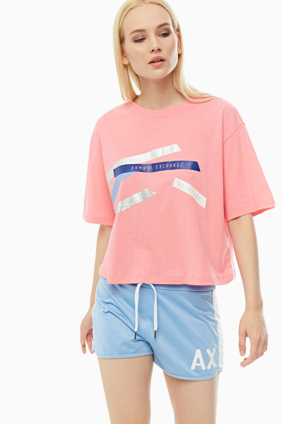 

Cпортивные шорты женские Armani Exchange 3HYS80 YJ52Z синие L, Синий, 3HYS80 YJ52Z