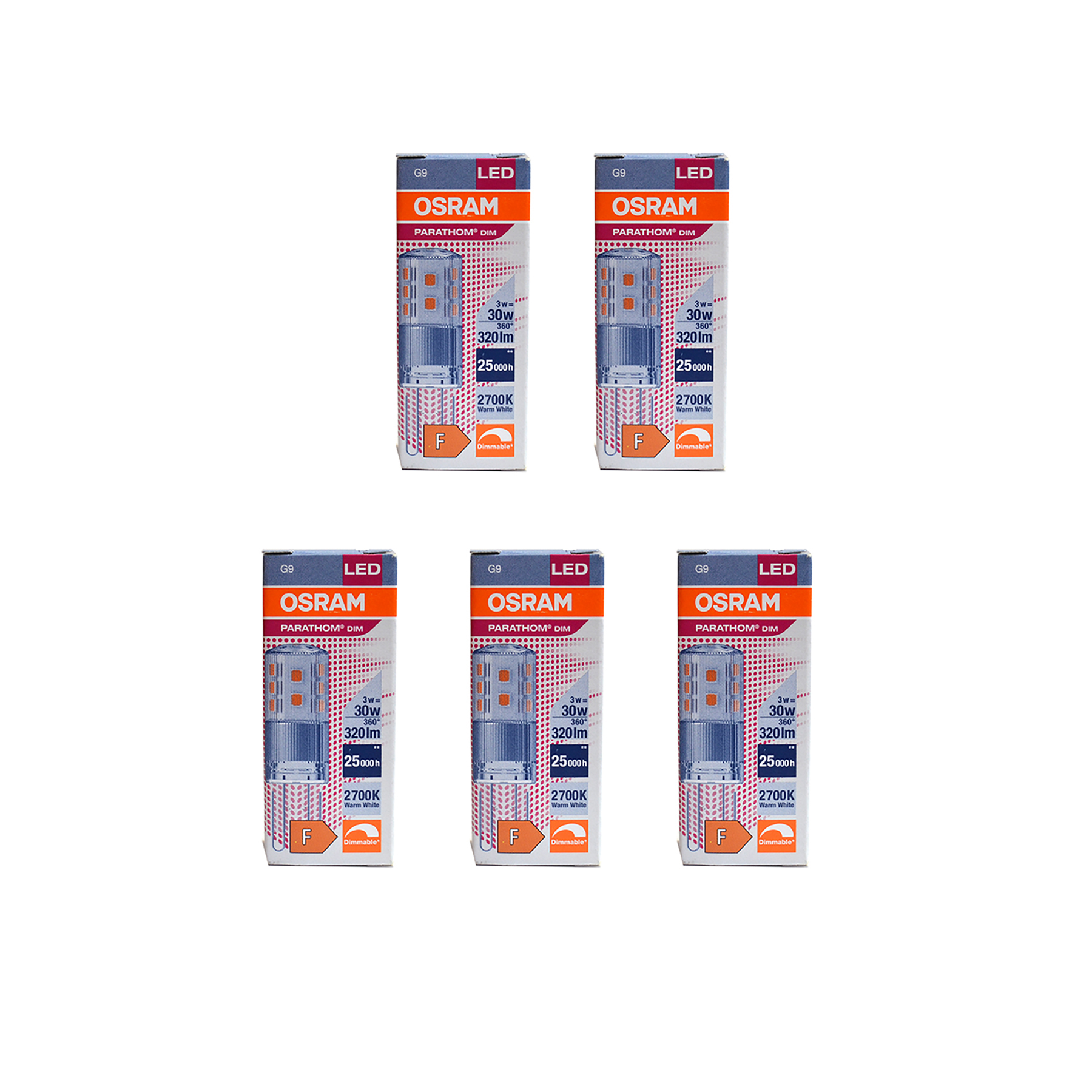 

Лампочка светодиодная OSRAM Капсула G9 3Вт 220В 320Лм 2700К Теплый белый Диммируемая 5шт, Капсула G9 3Вт 220В 320Лм 2700К Диммируемая