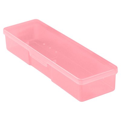 Бокс для кистей и инструментов пластиковый, 185х55х30мм (02 Розовый) бокс для фрез 100х70х10мм 02 прозрачно розовый