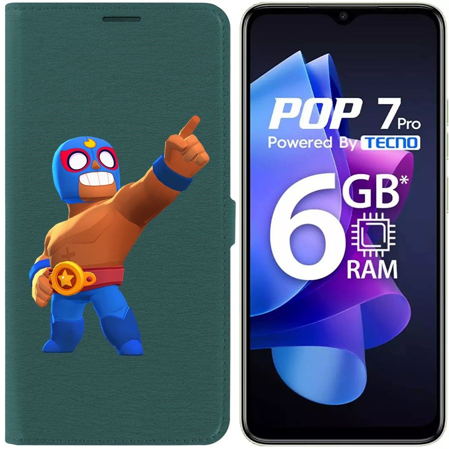 

Чехол-книжка Eco Book для Tecno Pop 7 Pro Brawl Stars-Эль Примо