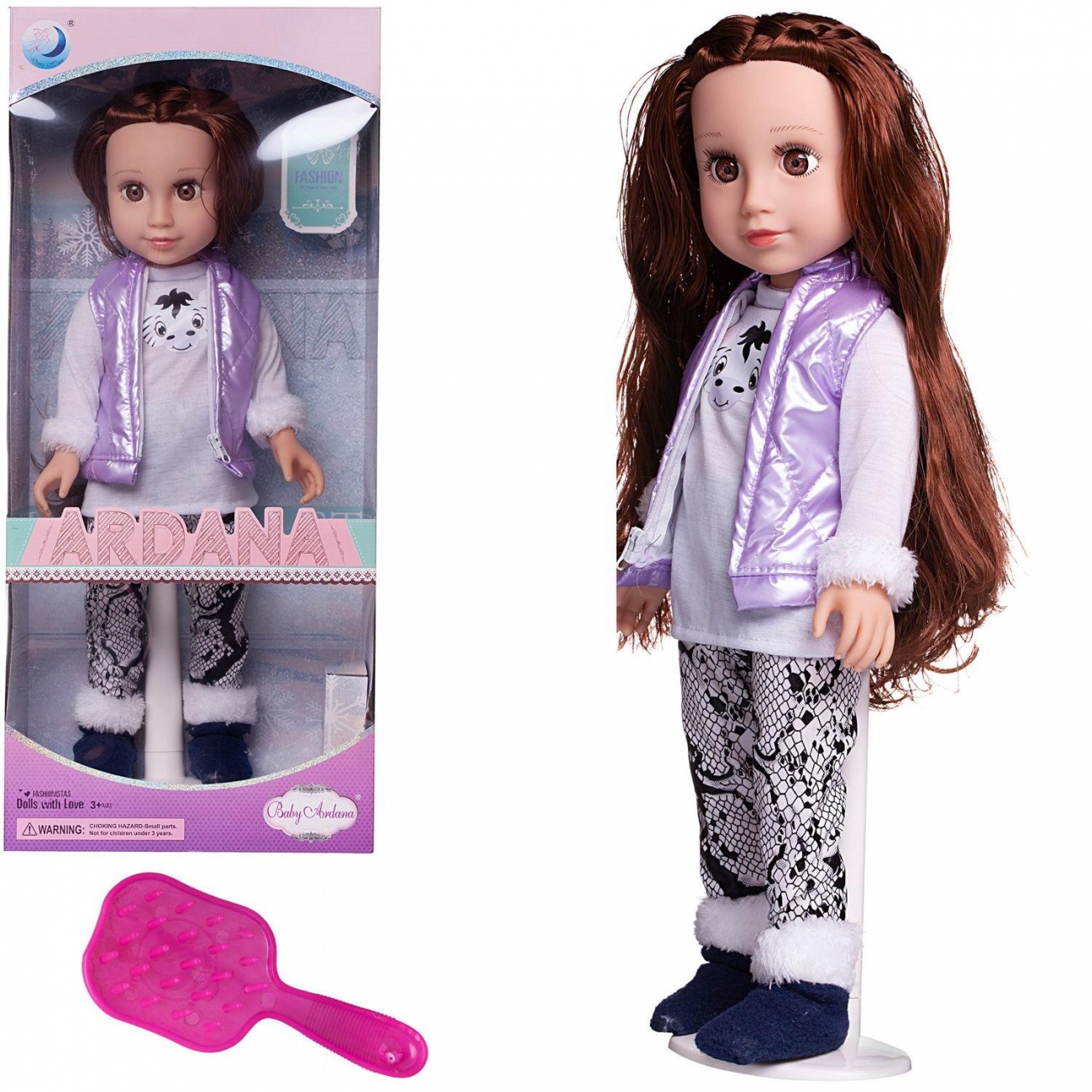 

Кукла Junfa Ardana Baby в фиолетовом жилете 45 см, WJ-21808