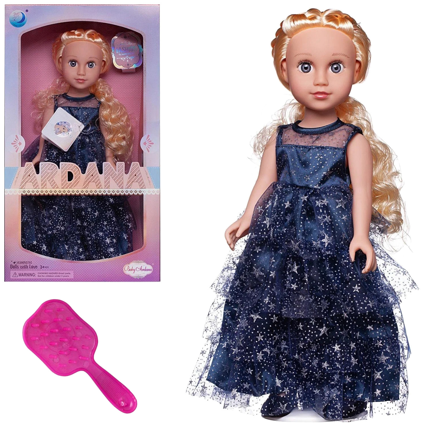

Кукла Junfa Ardana Baby в синем cо звездами, длинном платье 45 см WJ-21806