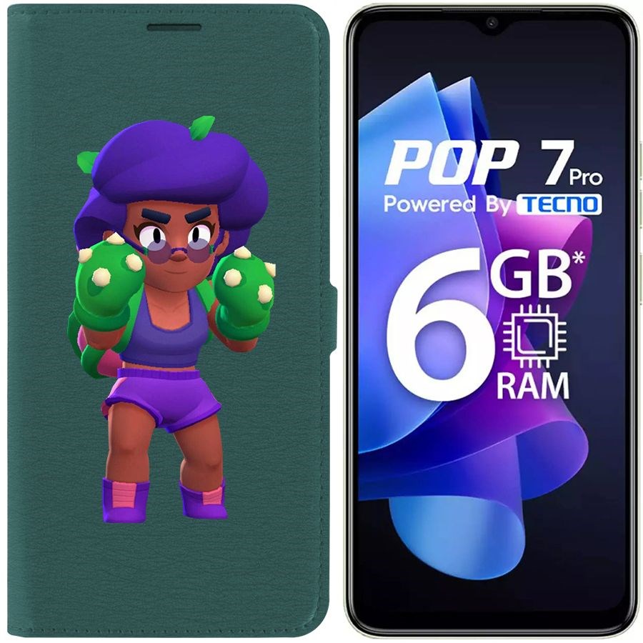 

Чехол-книжка Eco Book для Tecno Pop 7 Pro Brawl Stars-Роза